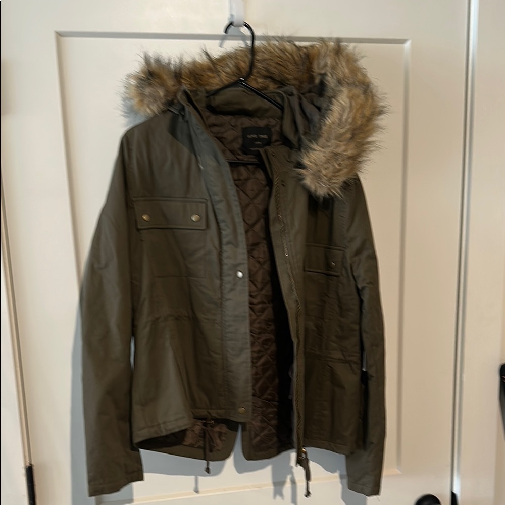 Love Tree Green Military Parka with Faux Fur Hood